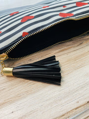 Hearts and Stripes Zip Clutch